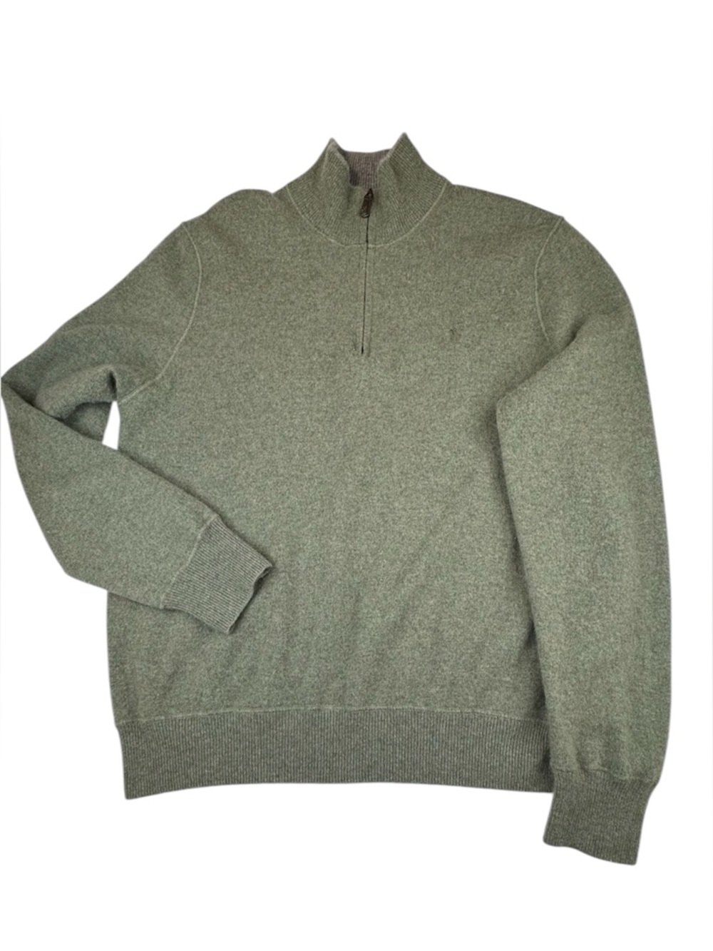 !!!!!! SOLD !!!!!!!!     Men's Large Green Cashmere Zip Up Preppy Soft Pullover